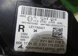 Lampa Skoda Fabia III Lift LED prawy przód Europa 6V1941016D 9