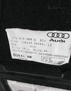 Boczek tapicerka bagażnika lewy tył Audi A3 8L Lift 3D 8L0863989B 4