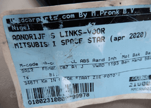 Półoś lewy przód Space Star 1,2i  3A93  2020r 4