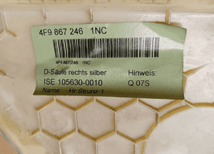 Osłona poszycie słupka prawy tył prawa Audi A6 C6 4F9867246 7