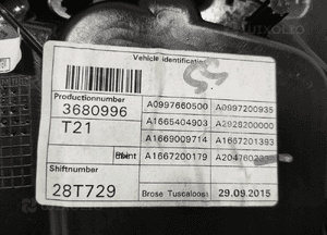 Podnośnik mechanizm szyby lewy przód przedni mercedes gle i W166 166 15-19 4