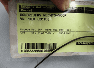 Półoś prawa przód Vw Polo 6C Fabia III A1 1,4 TDI 3