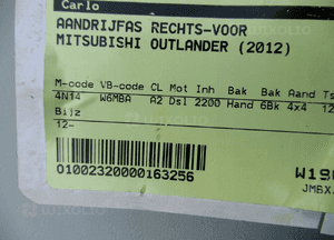 Półoś prawa W6MBA Outlander II 2,2 DiD 2012r 4x4 4