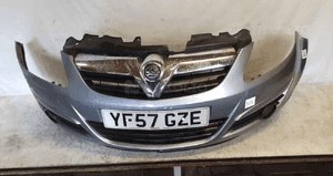 ^ ZDERZAK PRZÓD PRZEDNI DO OPEL CORSA D + HALOGENY Z163 SZARY 1