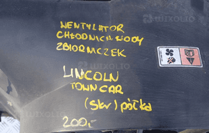 Wentylator chłodnica wody zbiorniczek lincoln town car 3