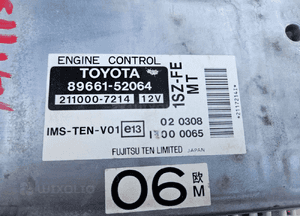 Toyota Yaris 1SZ 1.0VVti komputer silnika 89661-52062 -52064 2