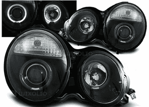 LAMPY REFLEKTORY DO MERCEDES W210 E-KLASA OD 1995 DO 05.1999 RINGI LED BLK 1