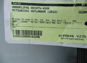 Półoś prawa W6MBA Outlander II 2,2 DiD 2012r 4x4 3